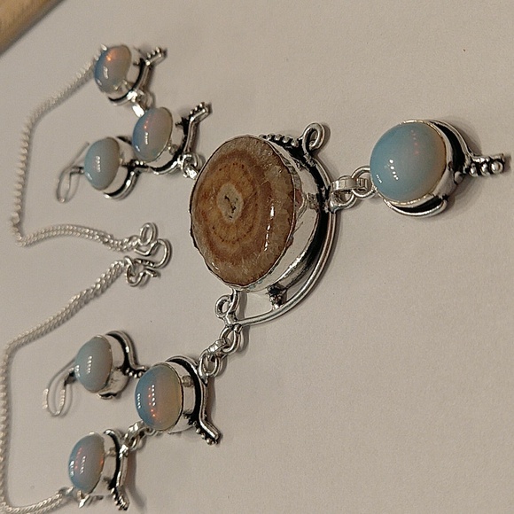 Solar quartz and opal lite set 925 stamped - Picture 1 of 6